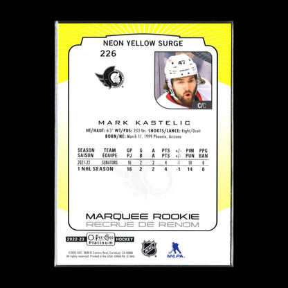 2022-23 O-Pee-Chee Platinum MARK KASTELIC #226 Neon Yellow Surge RC