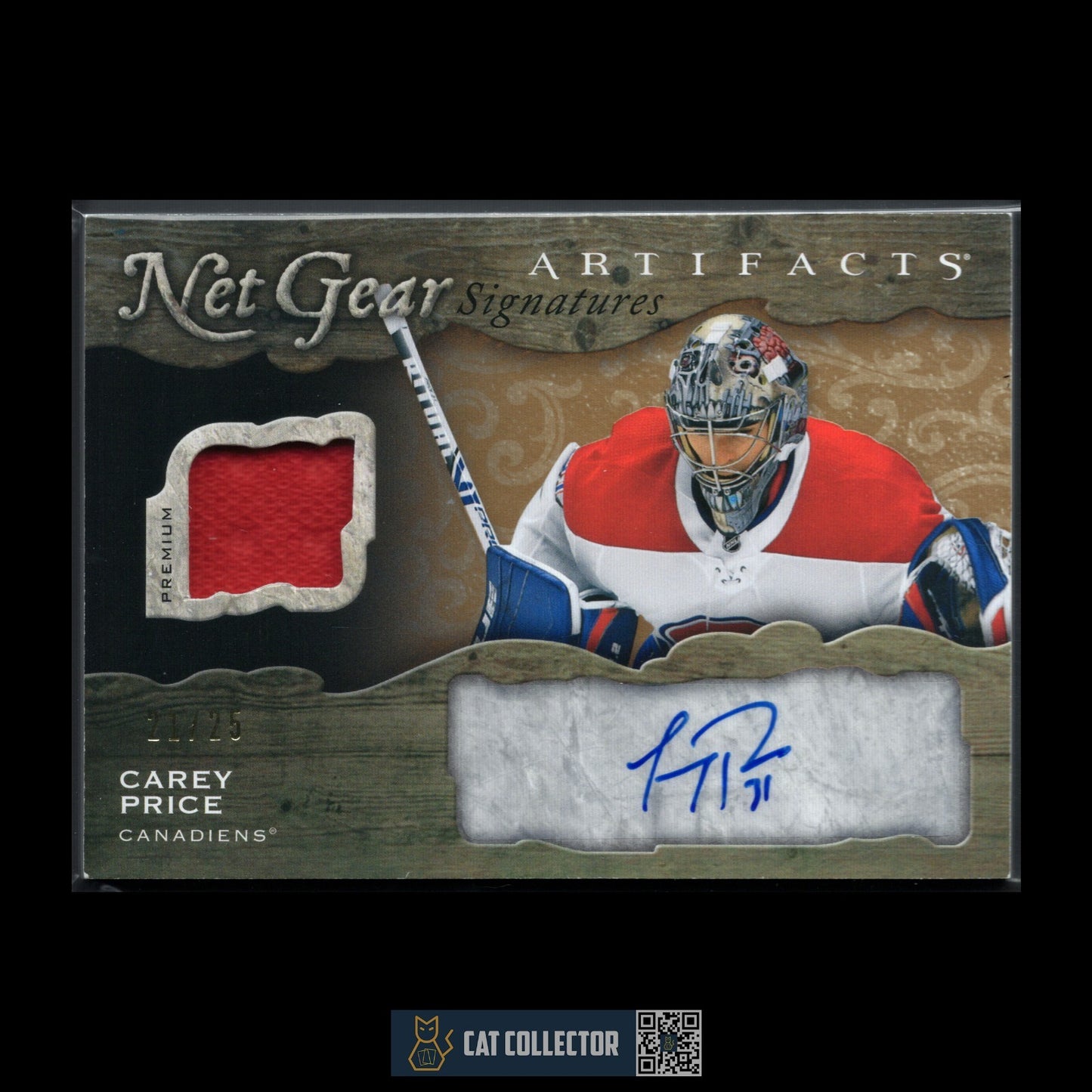 2021-22 UD Artifacts CAREY PRICE #NG-CP Net Gear /25 Auto Jersey