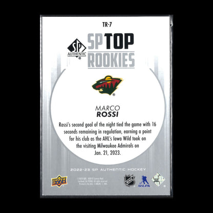 2022-23 UD SP Authentic MARCO ROSSI #TR-7 Top Rookies RC - Minnesota Wild