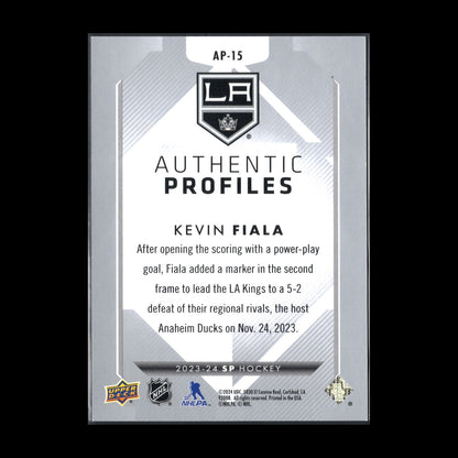 2023-24 UD SP Authentic KEVIN FIALA #AP-15 Authentic Profiles 1001/1299