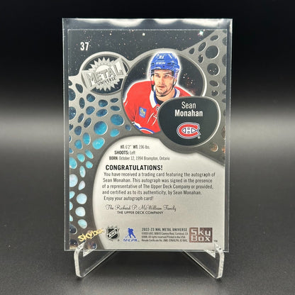 2022-23 SkyBox Metal Universe SEAN MONAHAN #37 Silver FX Autograph