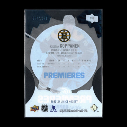 2023-24 UD Ice JOONA KOPPANEN #191 Ice Premieres Blue Parallel 122/799 Rookie RC