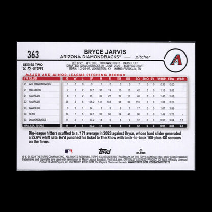 2024 Topps Series 2 BRYCE JARVIS #363 Rainbow foil Rookie RC Arizona Diamondback