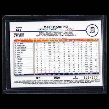 2024 Topps Series 1 MATT MANNING #277 Red crackle foil /199