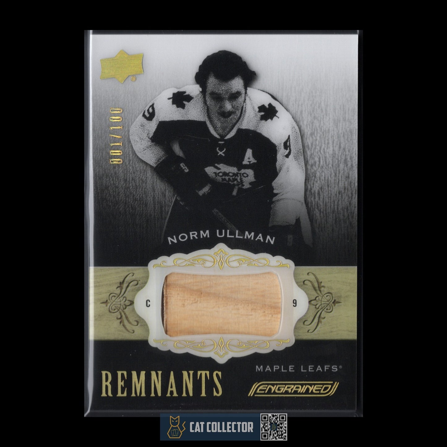 2018-19 UD Engrained NORM ULLMAN #R-NO Remnants 1/100 Game Used Stick 1st Print!