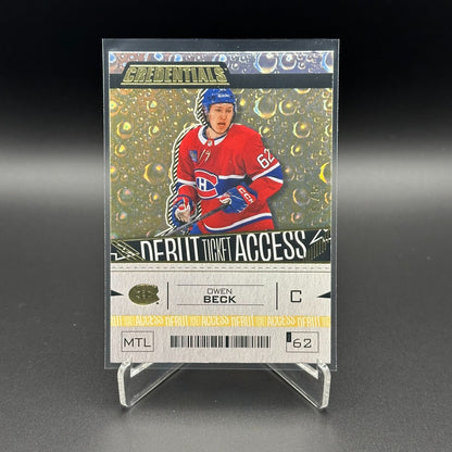 2023-24 UD Credentials OWEN BECK #186 Debut Ticket Access Gold 5/5 RC