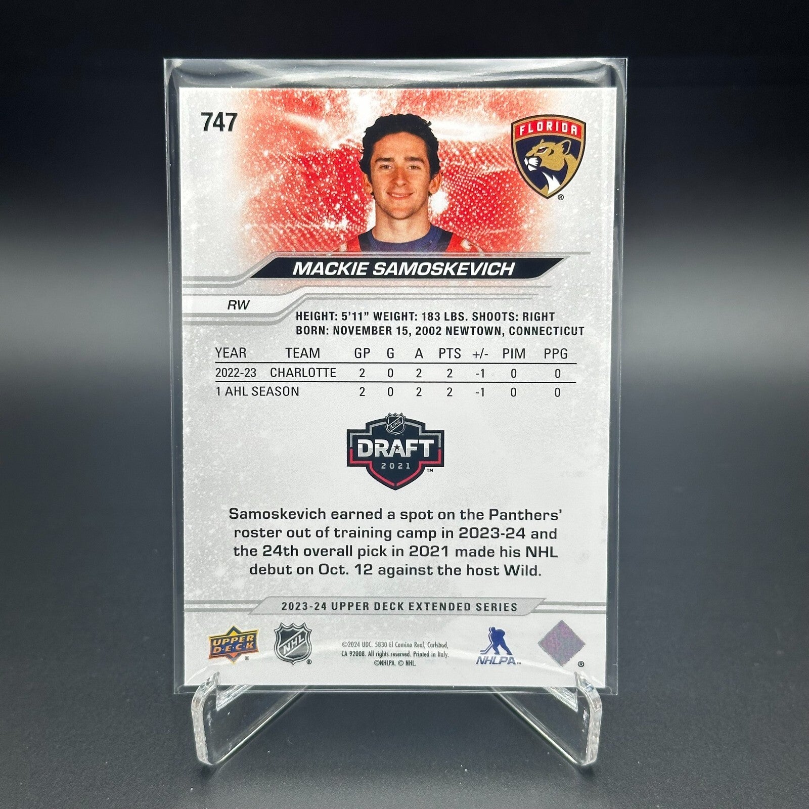 2023-24 UD Extended series MACKIE SAMOSKEVICH #747 1st Round Draft Rookie