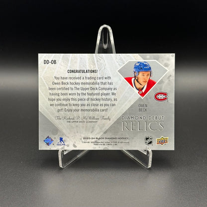 2023-24 UD Black Diamond OWEN BECK #DD-OB Diamond Debut Relics RC