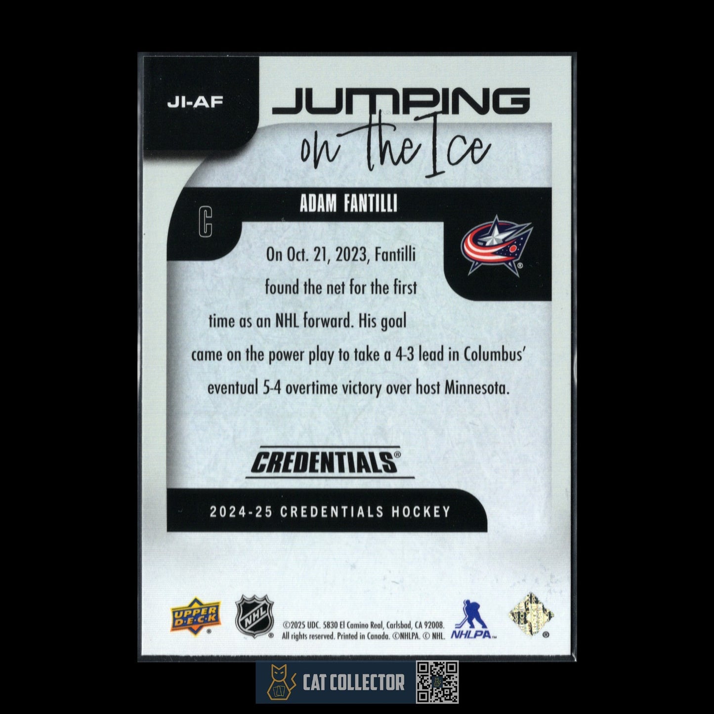 2024-25 UD Credentials ADAM FANTILLI #JI-AF Jumping on the ice