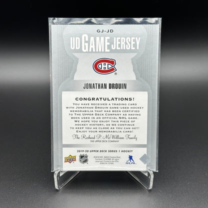 2019-20 UD Series 1 JONATHAN DROUIN #GJ-JD UD Game Jersey - MTL Canadiens