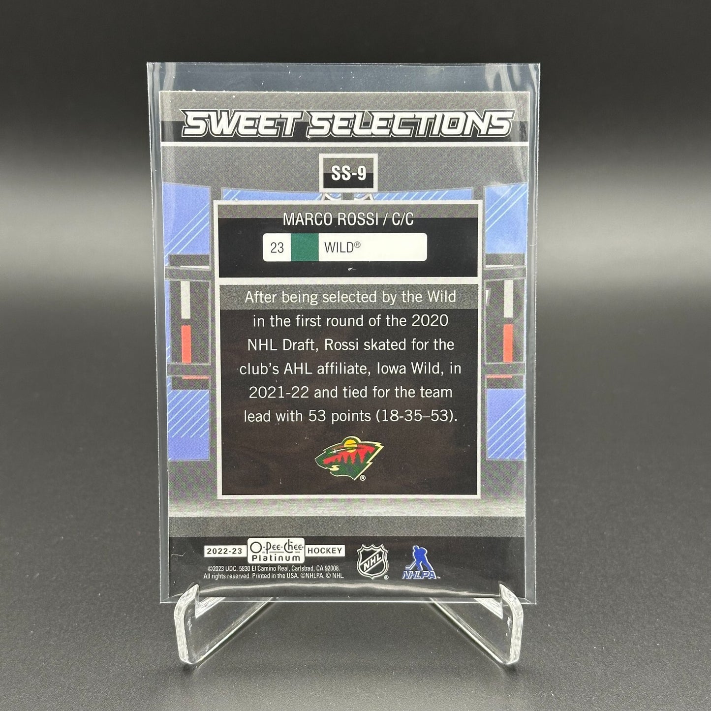 2022-23 O-Pee-Chee Platinum MARCO ROSSI #SS-9 Sweet Selections RC