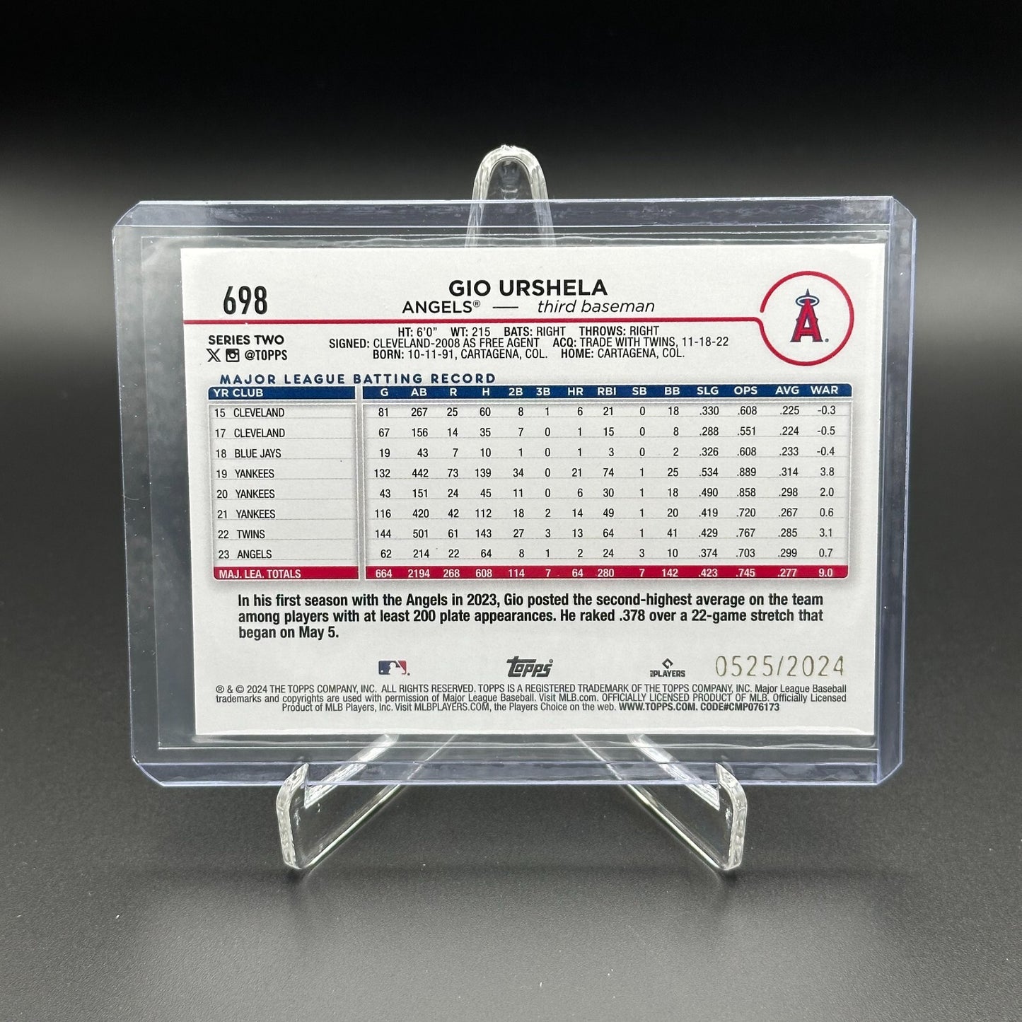 2024 Topps Series 2 GIO URSCHELA #698 Gold /2024 - LA Angels
