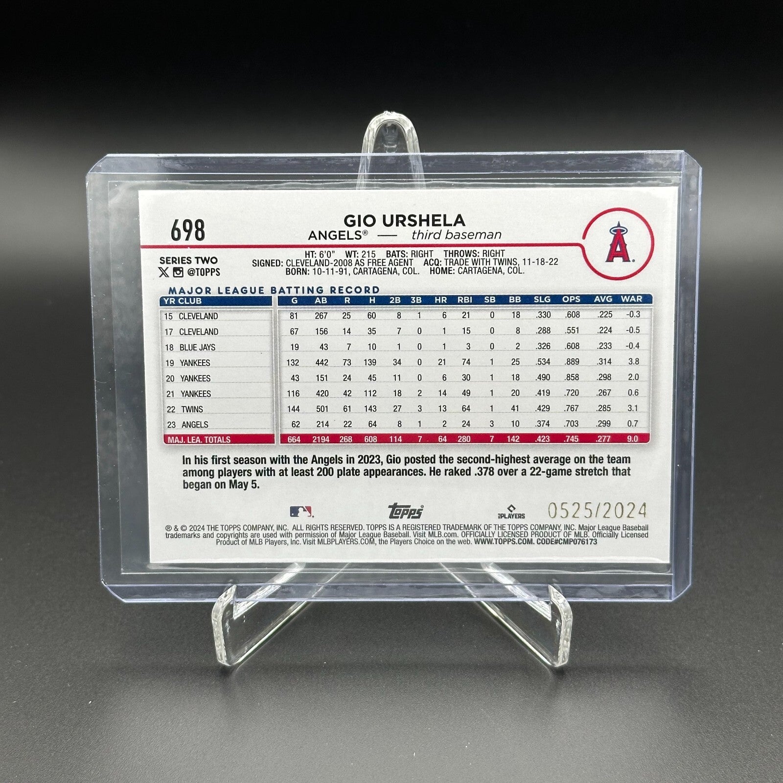 2024 Topps Series 2 GIO URSCHELA #698 Gold /2024 - LA Angels