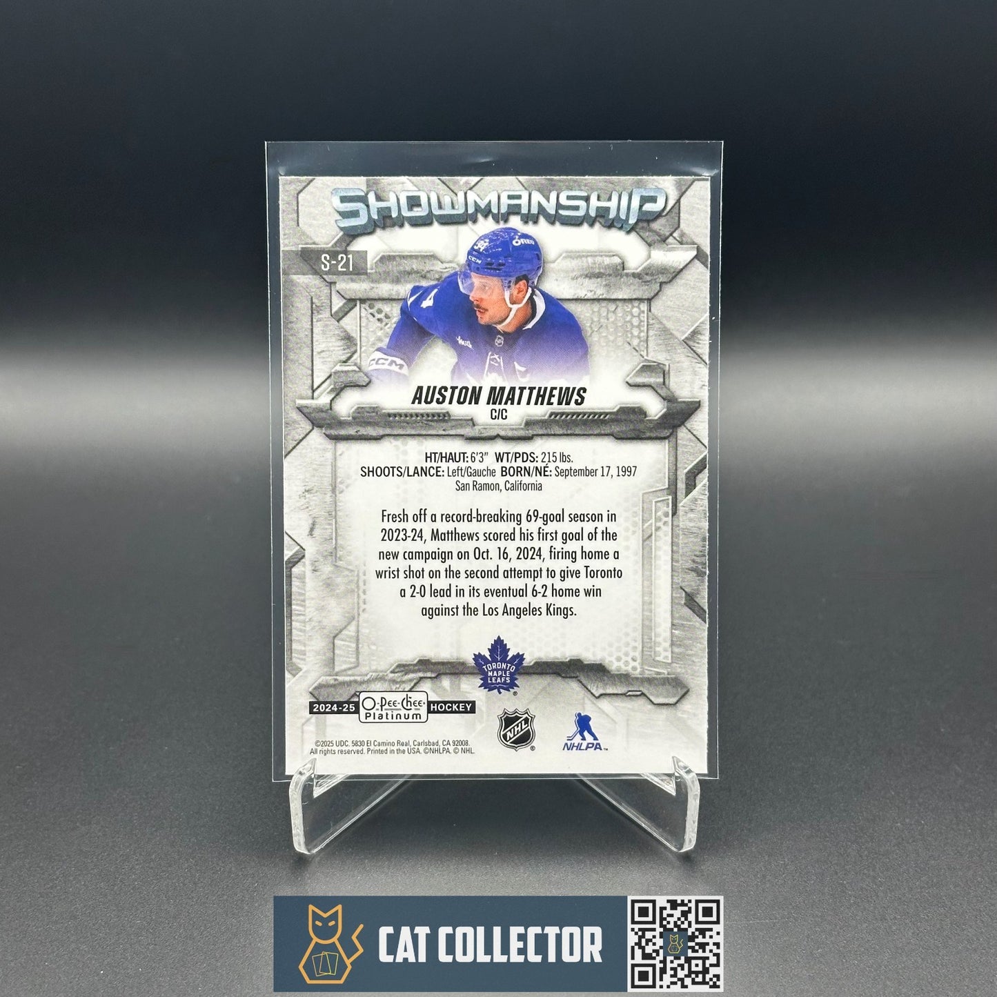 2024-25 O-Pee-Chee Platinum AUSTON MATTHEWS #S-21 Showmanship