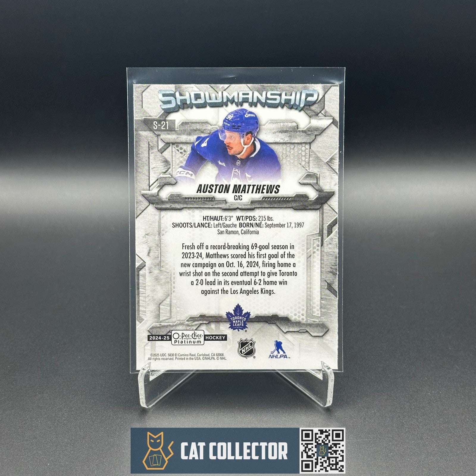 2024-25 O-Pee-Chee Platinum AUSTON MATTHEWS #S-21 Showmanship