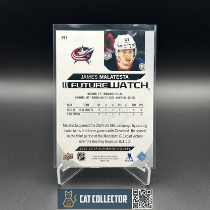 2024-25 UD SP Authentic JAMES MALATESTA #191 Future Watch Rookie RC