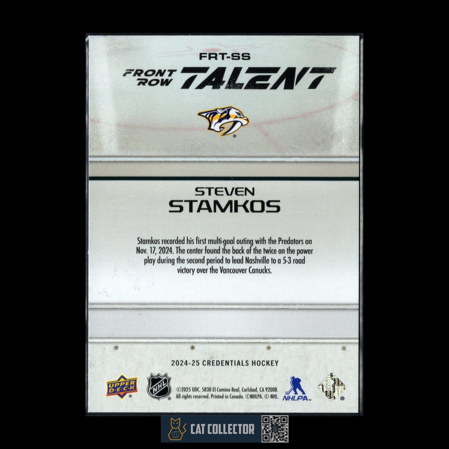 2024-25 UD Credentials STEVEN STAMKOS #FRT-SS Front Row Talent