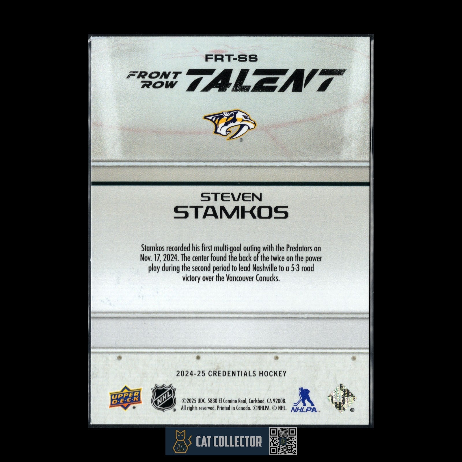 2024-25 UD Credentials STEVEN STAMKOS #FRT-SS Front Row Talent