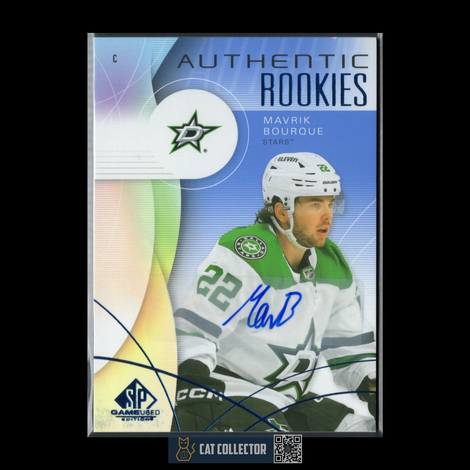 2024-25 UD SP Game Used MAVRIK BOURQUE #254 Blue AUTO Rookie RC - Dallas Stars