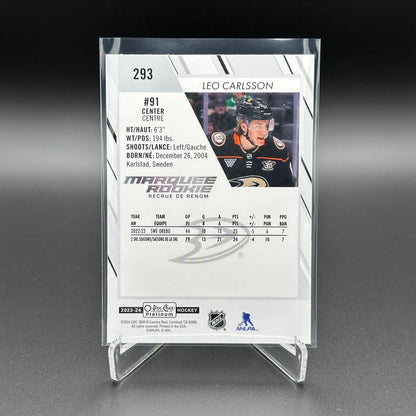 2023-24 O-Pee-Chee Platinum LEO CARLSSON #293 Marquee rookie RC - Anaheim Ducks