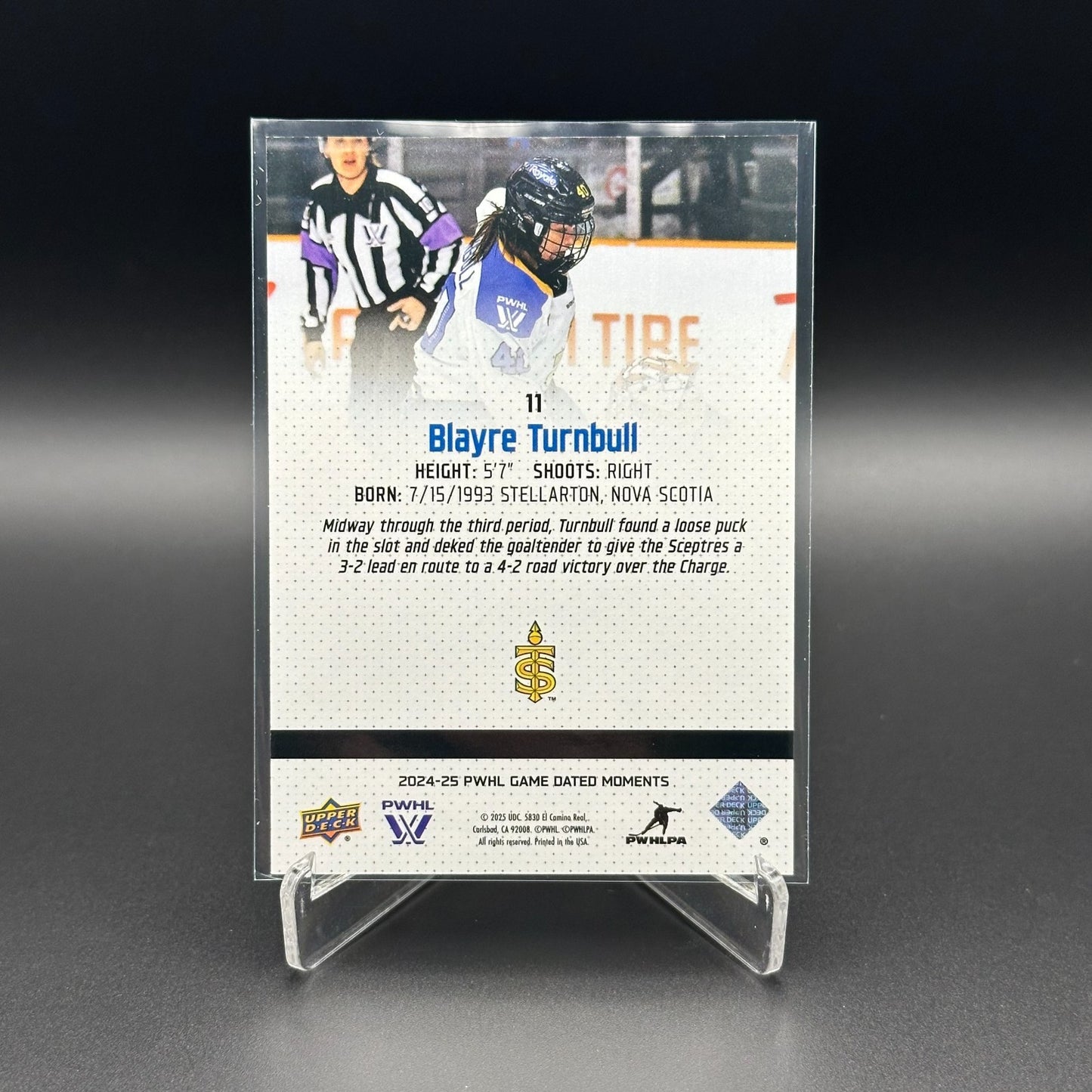 2024-25 UD PWHL Game Dated Moments BLAYRE TURNBULL #11 ONLINE EXCUSIVE!