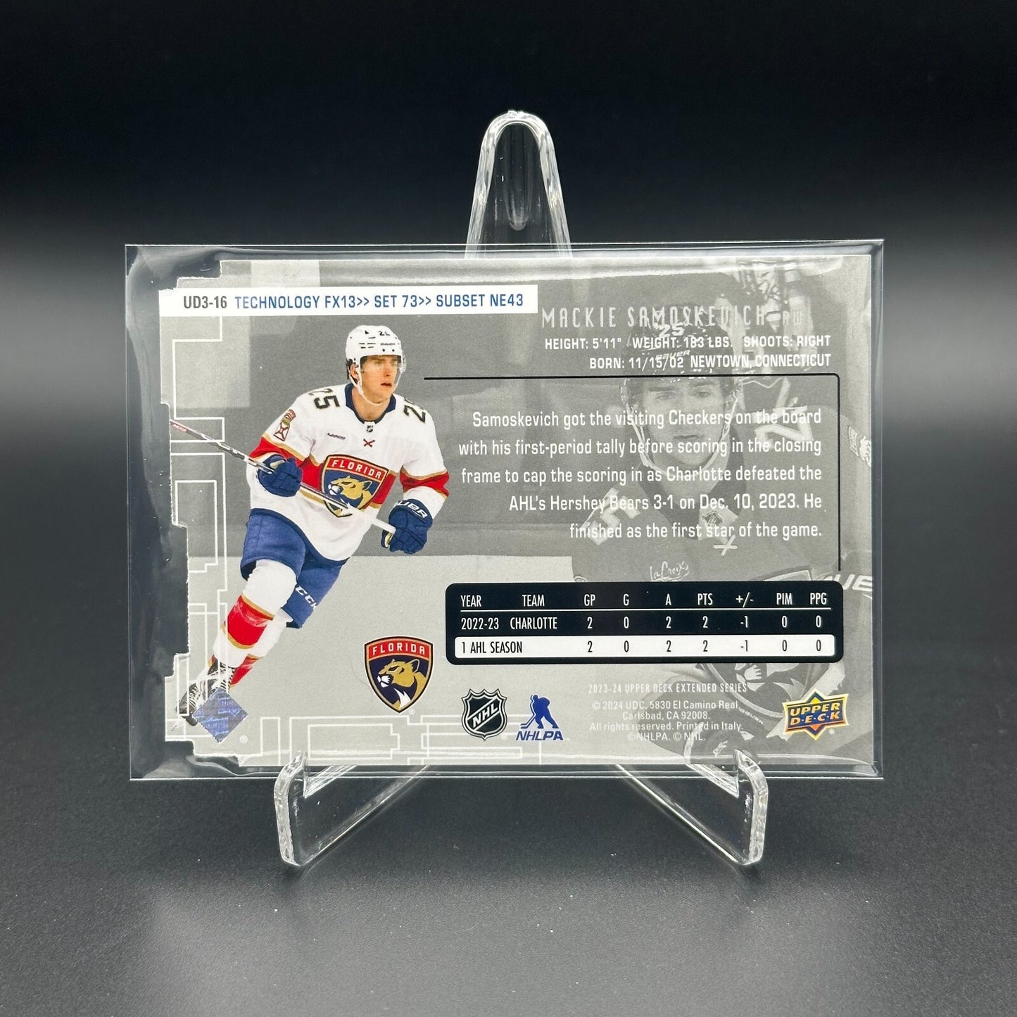 2023-24 UD Extended series MACKIE SAMOSKEVICH #UD3-16 Die-Cut - Florida Panthers