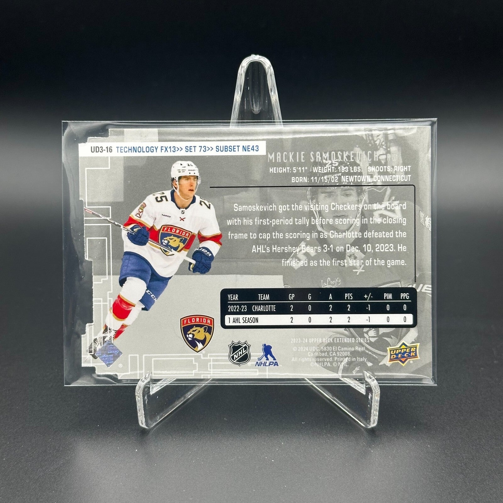 2023-24 UD Extended series MACKIE SAMOSKEVICH #UD3-16 Die-Cut - Florida Panthers