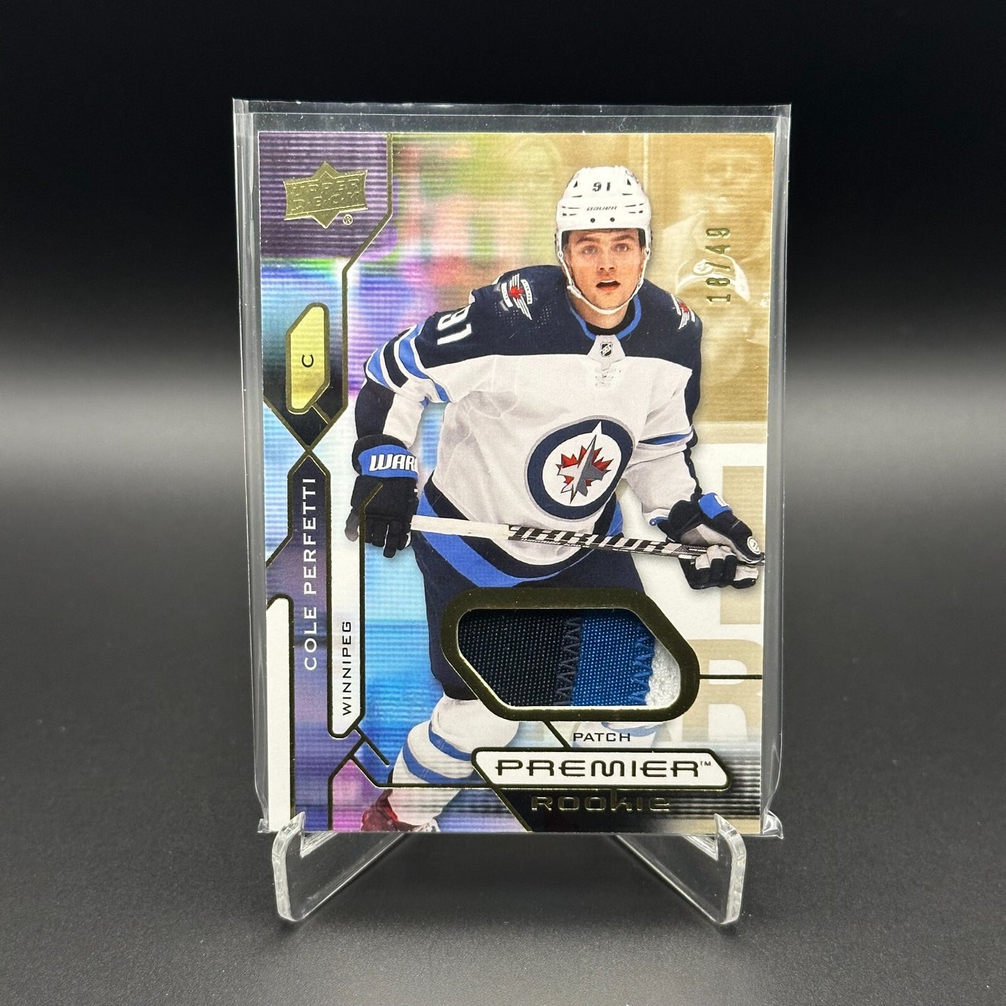 2021-22 UD Premier COLE PERFETTI #115 Patch Rookie RC 18/49 - Winnipeg Jets