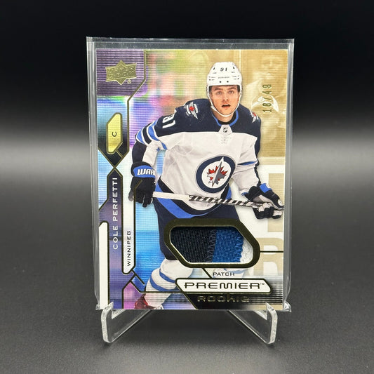 2021-22 UD Premier COLE PERFETTI #115 Patch Rookie RC 18/49 - Winnipeg Jets
