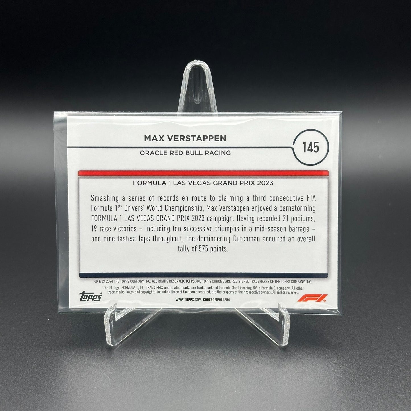2024 Topps Chrome Formula 1 MAX VERSTAPPEN #145 Grand Prix Winner