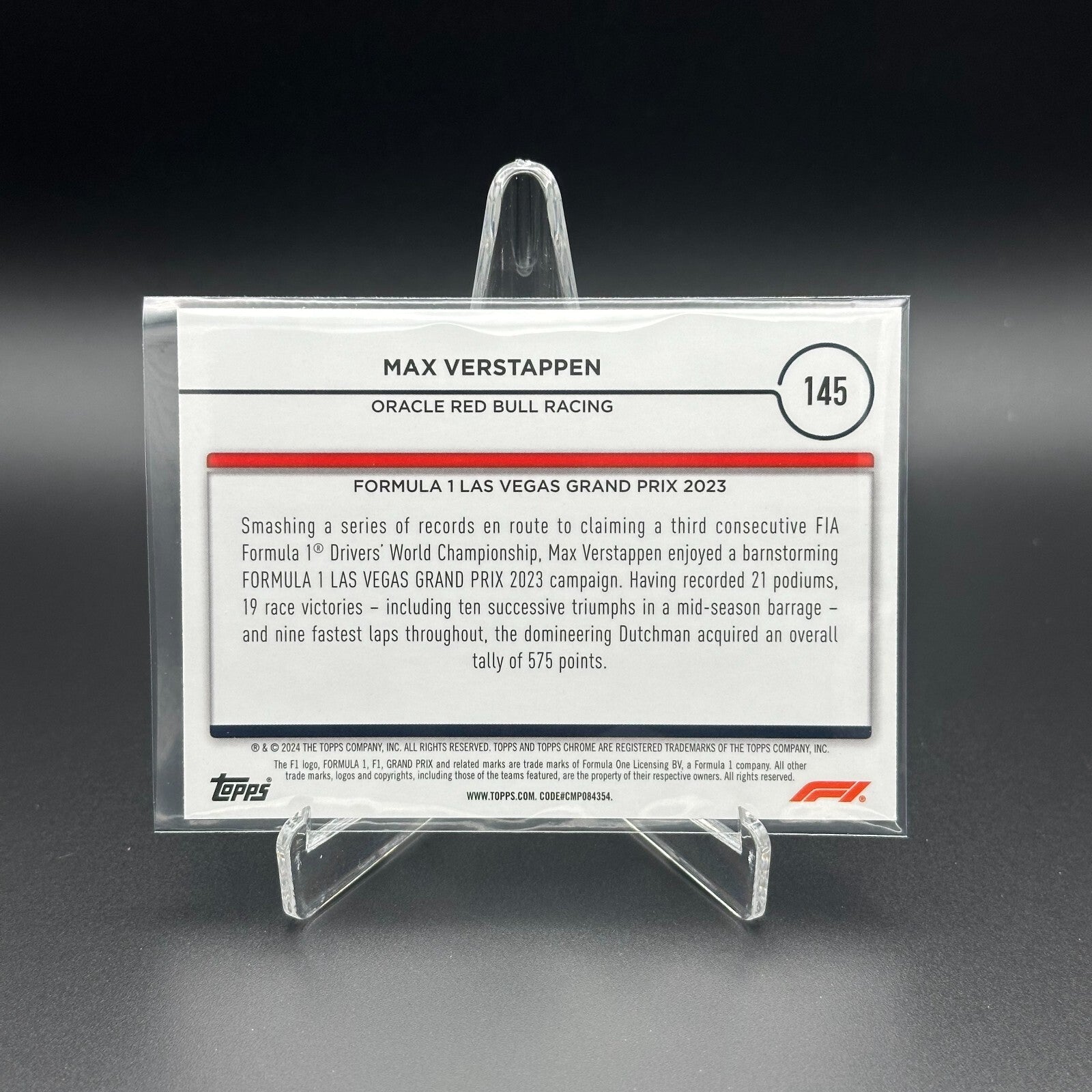 2024 Topps Chrome Formula 1 MAX VERSTAPPEN #145 Grand Prix Winner