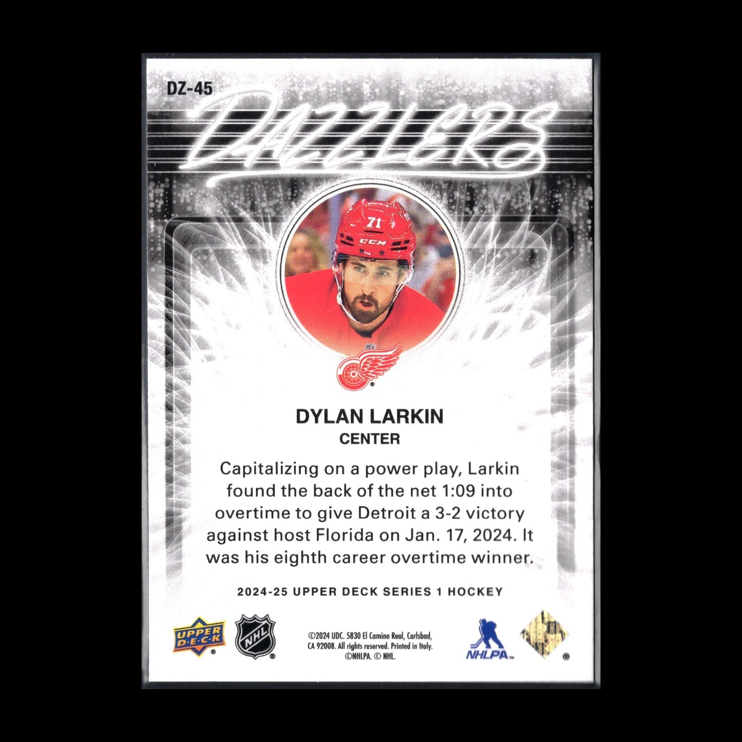 2024-25 UD Series 1 DYLAN LARKIN #DZ-45 Dazzlers Green - Detroit Red Wings