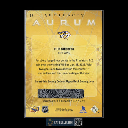 2025-26 UD Artifacts FILIP FORSBERG #16 Aurum Bounty UNSCRATCHED