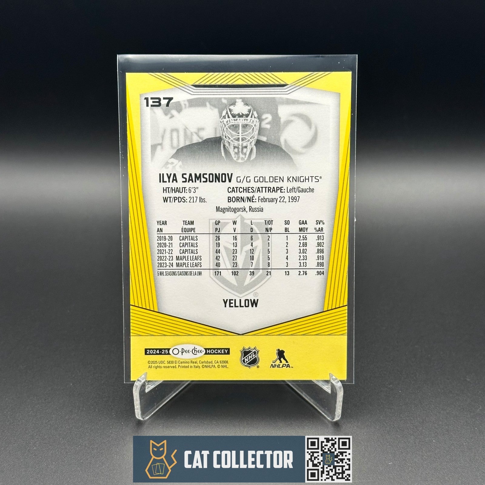 2024-25 O-Pee-Chee ILYA SAMSONOV #137 Yellow border - Toronto Maple Leafs