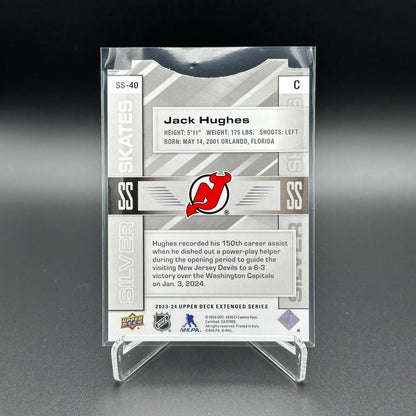2023-24 UD Extended series JACK HUGHES NJ Devils #SS-40 Silver Skates Die-Cut