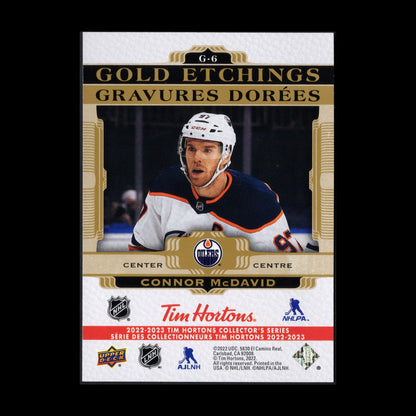 2022-23 UD Tim Hortons CONNOR MCDAVID #G-6 Gold Etchings
