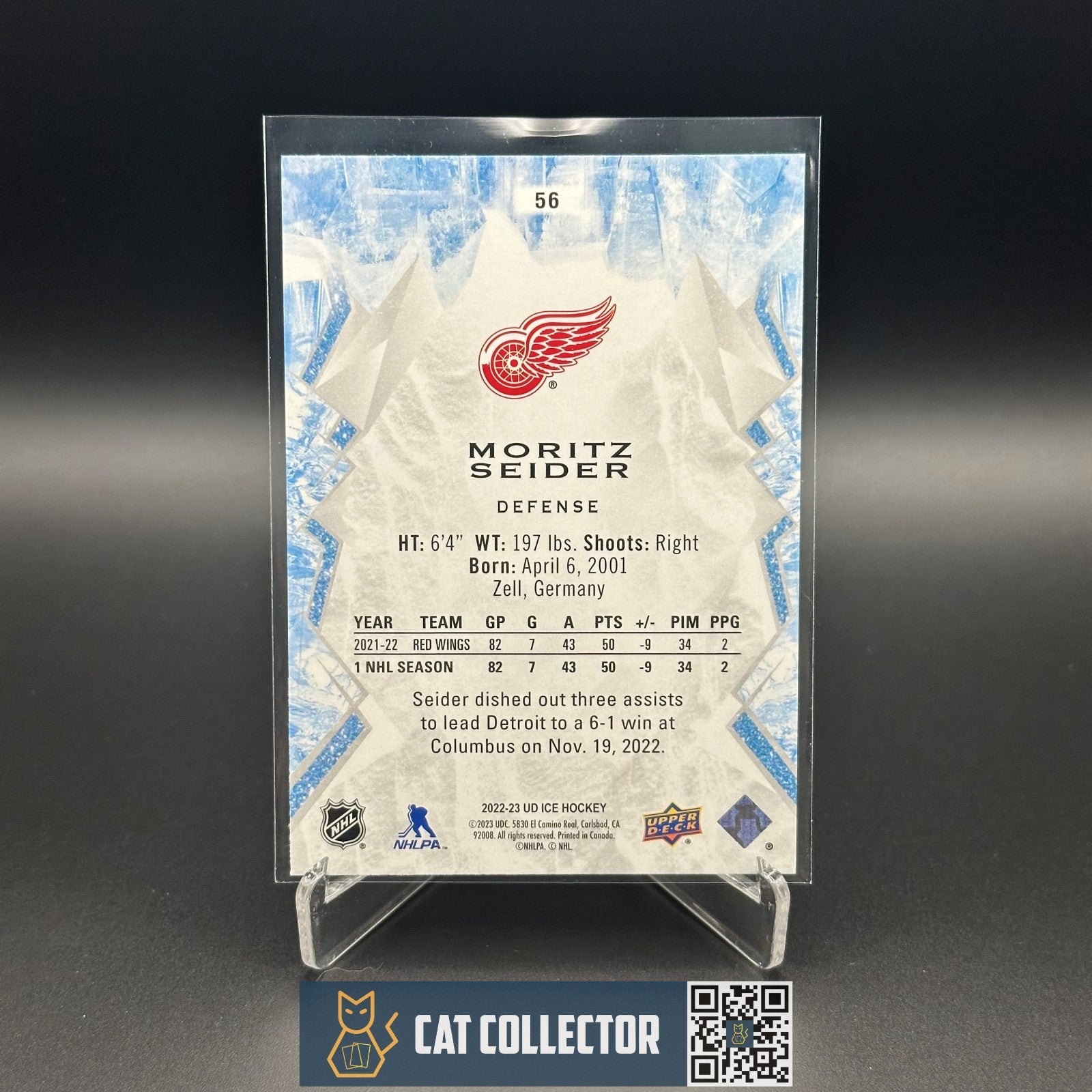 2022-23 UD Ice MORITZ SEIDER #56 Pink - Detroit Red Wings