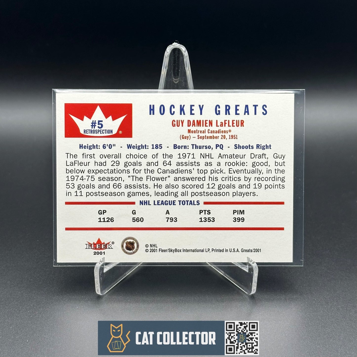 2001-02 Fleer Greats of the game GUY LAFLEUR #5 Auto - Montreal Canadiens