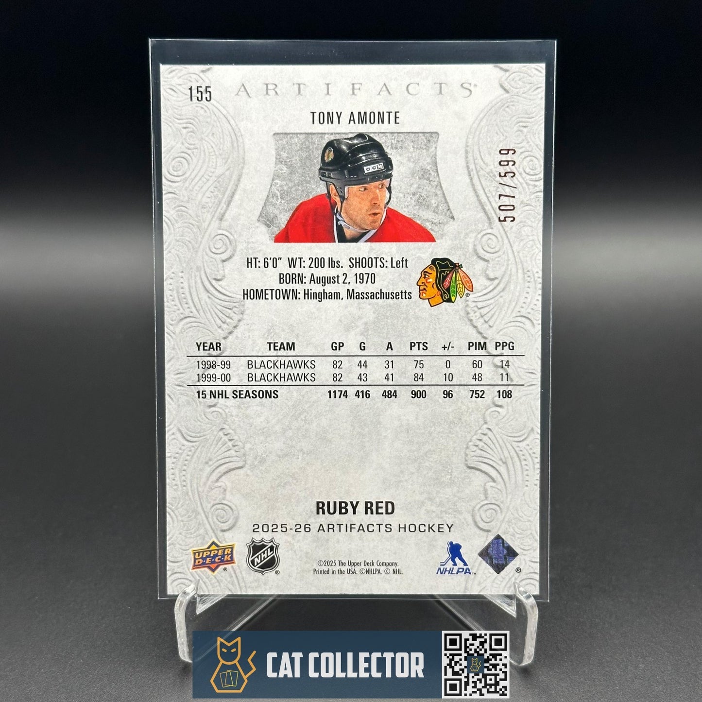 2025-26 UD Artifacts TONY AMONTE #155 Ruby Red /599