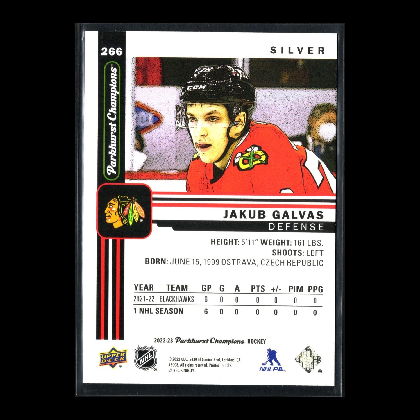 2022-23 UD Parkhurst Champions JAKUB GALVAS #266 Silver Rookie