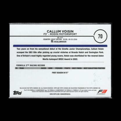2024 Topps Formula 1 CALLUM VOISIN #70 F3 Future Stars Mini Diamond Refrac. /299