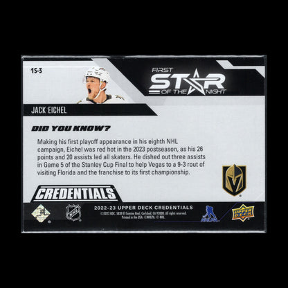 2022-23 UD Credentials JACK EICHEL #1S-3 First Star of the Night