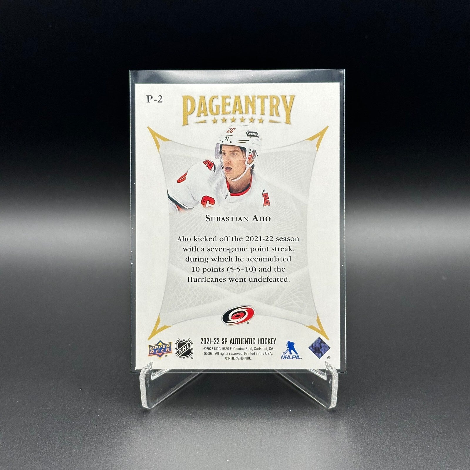 2021-22 UD SP Authentic SEBASTIAN AHO #P-2 Pageantry - Carolina Hurricanes