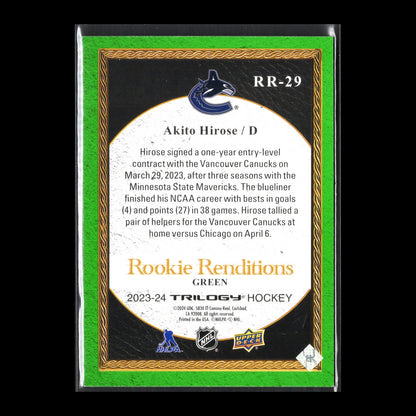 2023-24 UD Trilogy AKITO HIROSE #RR-29 Rookie Renditions Green /99