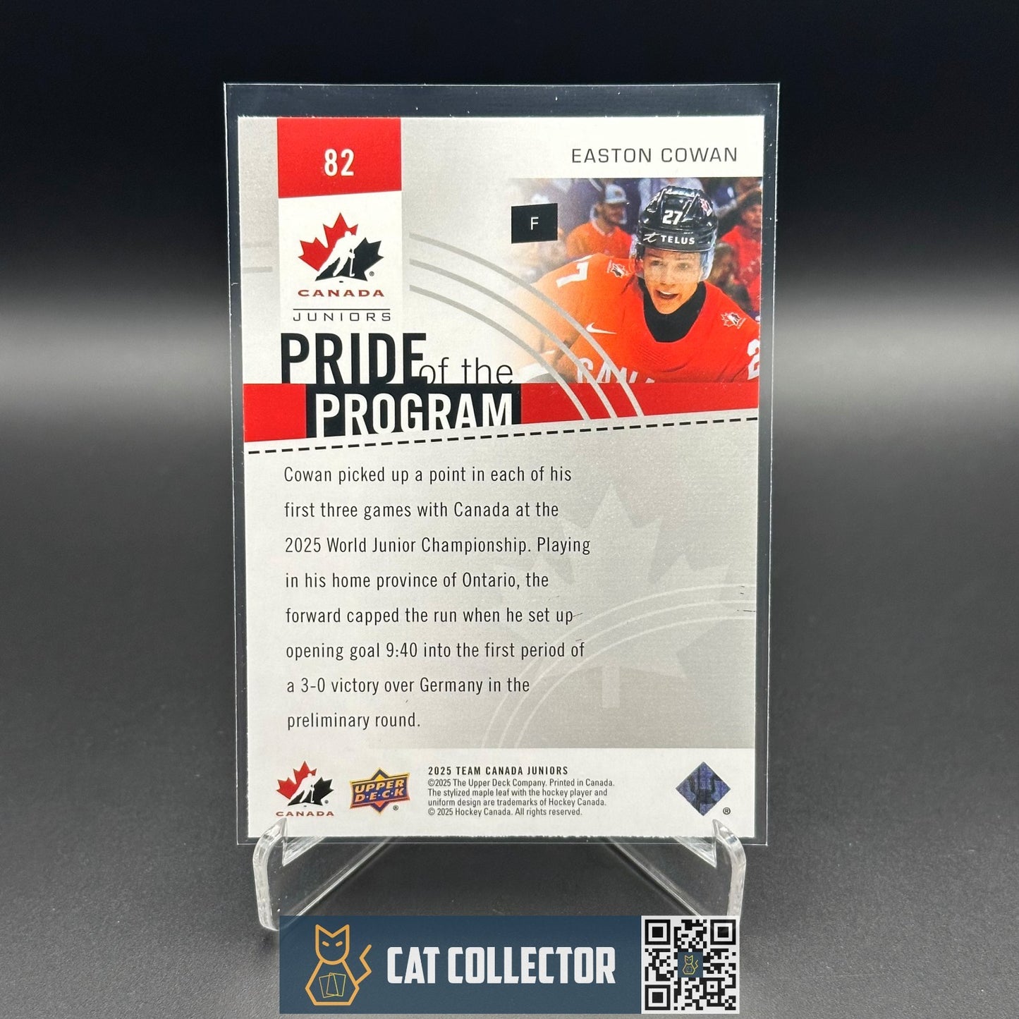2025 Upper Deck Team Canada EASTON COWAN #61 Pride of the program