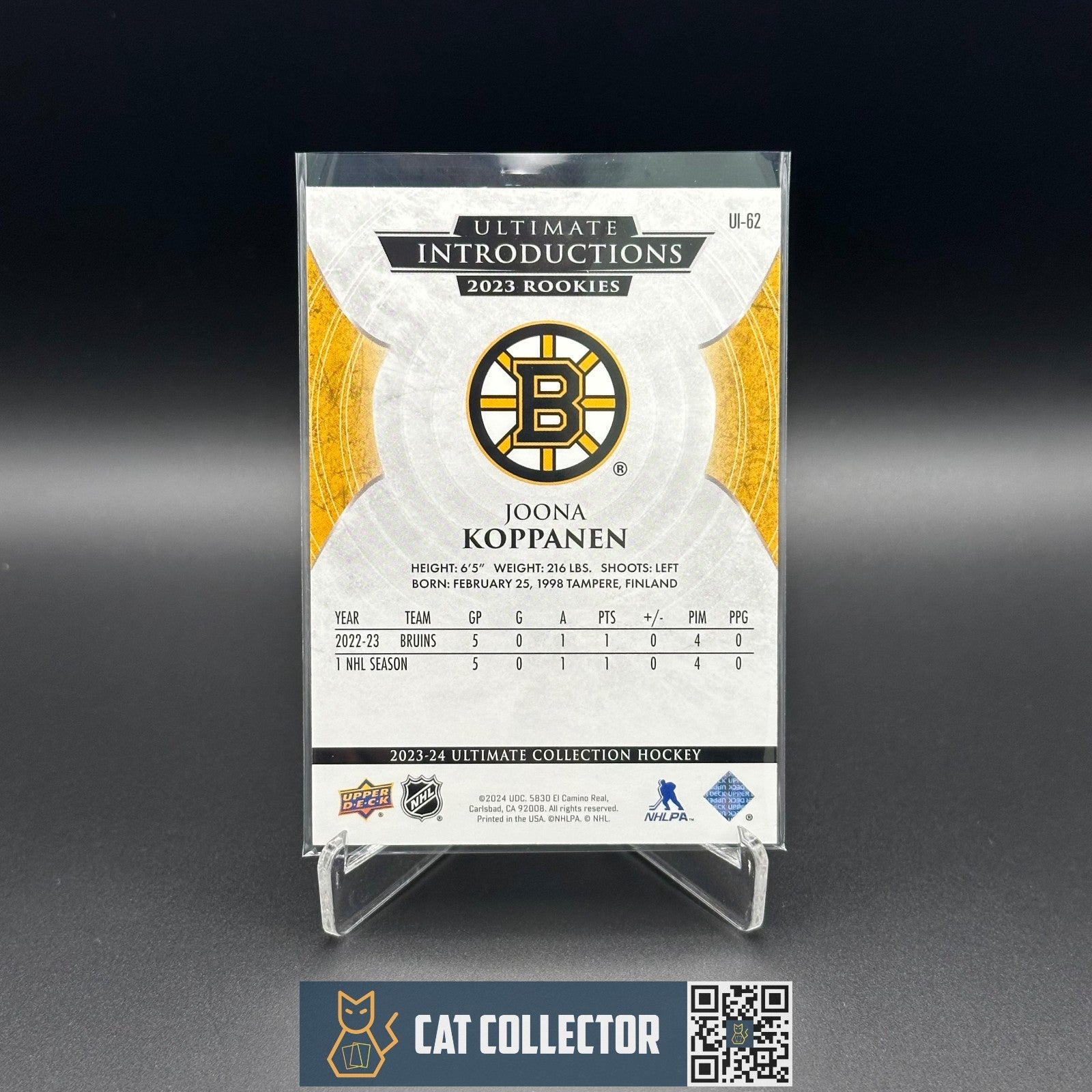 2023-24 UD Ultimate Collection JOONA KOPPANEN #UI-62 Introductions Rookie RC