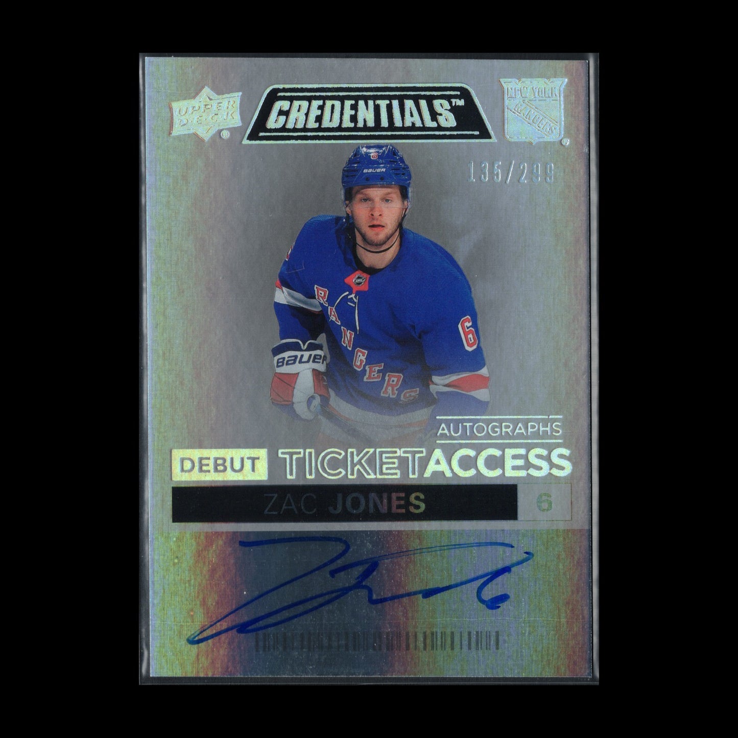 2021-22 UD Credentials ZAC JONES #DTAA-ZJ Debut Ticket Access Autographs RC /299