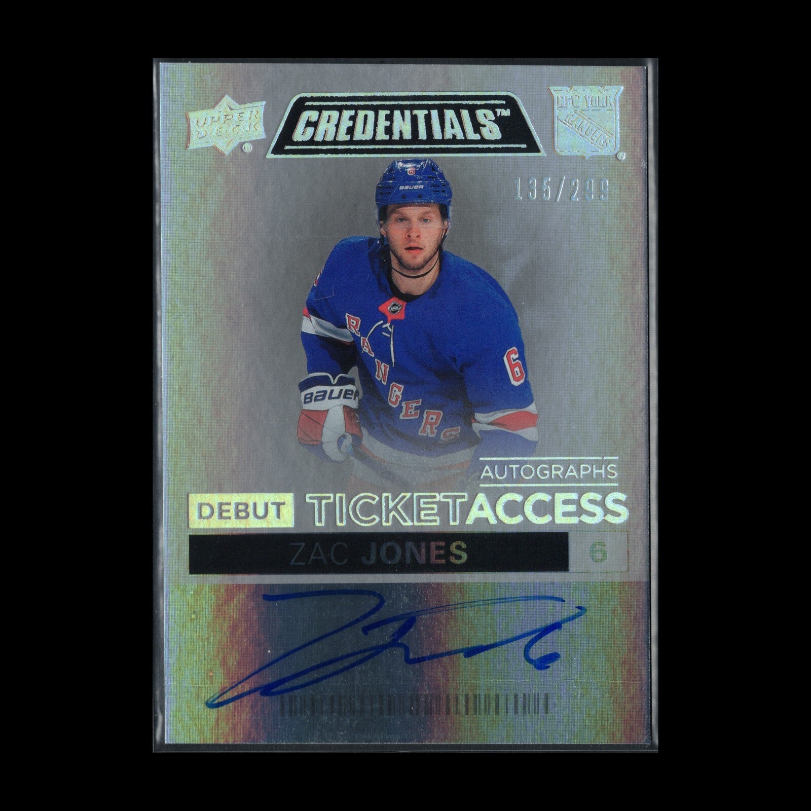 2021-22 UD Credentials ZAC JONES #DTAA-ZJ Debut Ticket Access Autographs RC /299