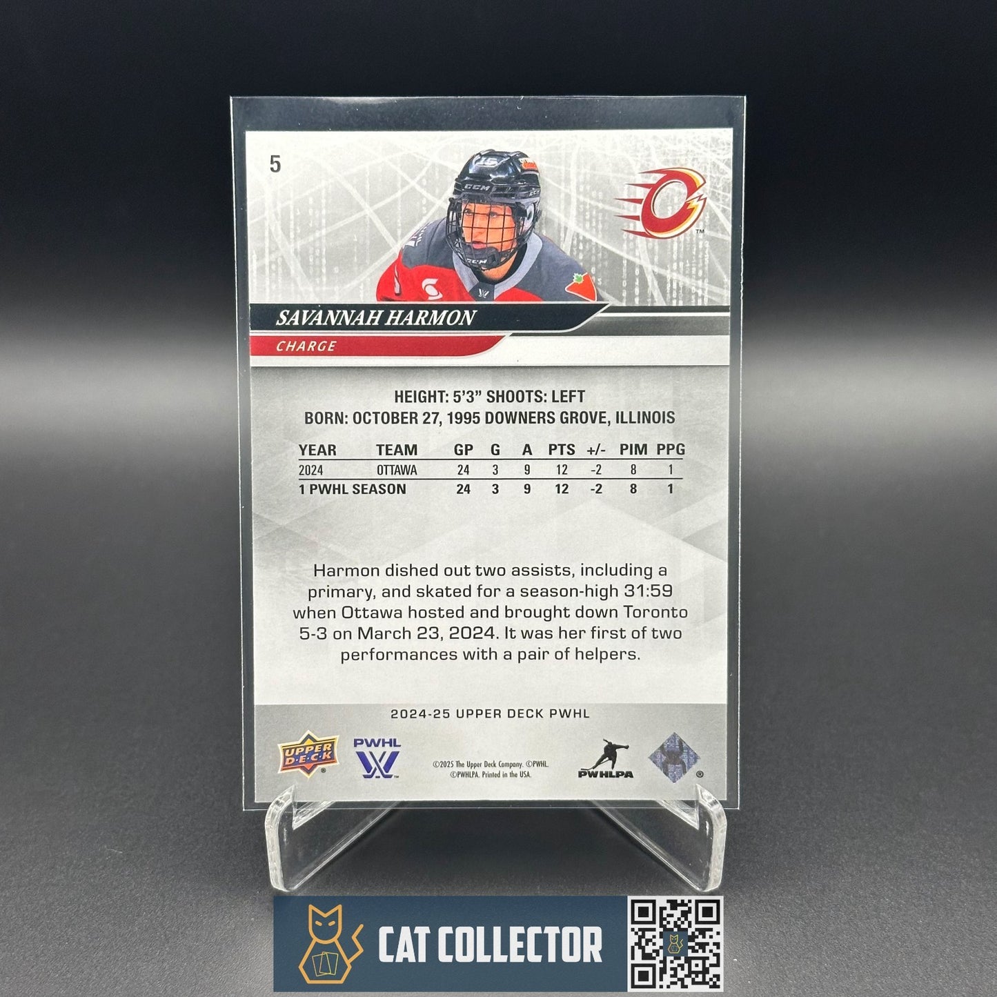 2024-25 UD PWHL SAVANNAH HARMON #5 UD Exclusives /100 - Ottawa Charge