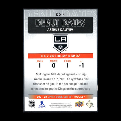 2021-22 UD Series 1 ARTHUR KALIYEV #DD-4 Debut Dates RC - Los Angeles Kings
